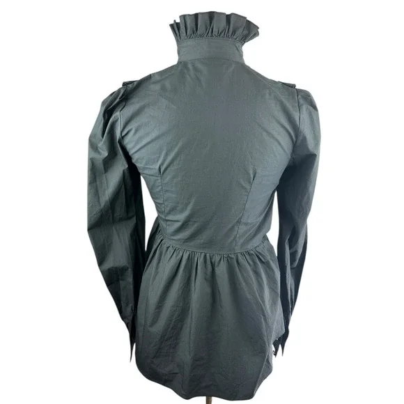 *Flawed* Victorian Choice Black Blouse Steampunk Witchy Goth Button Top Medium - Picture 11 of 16